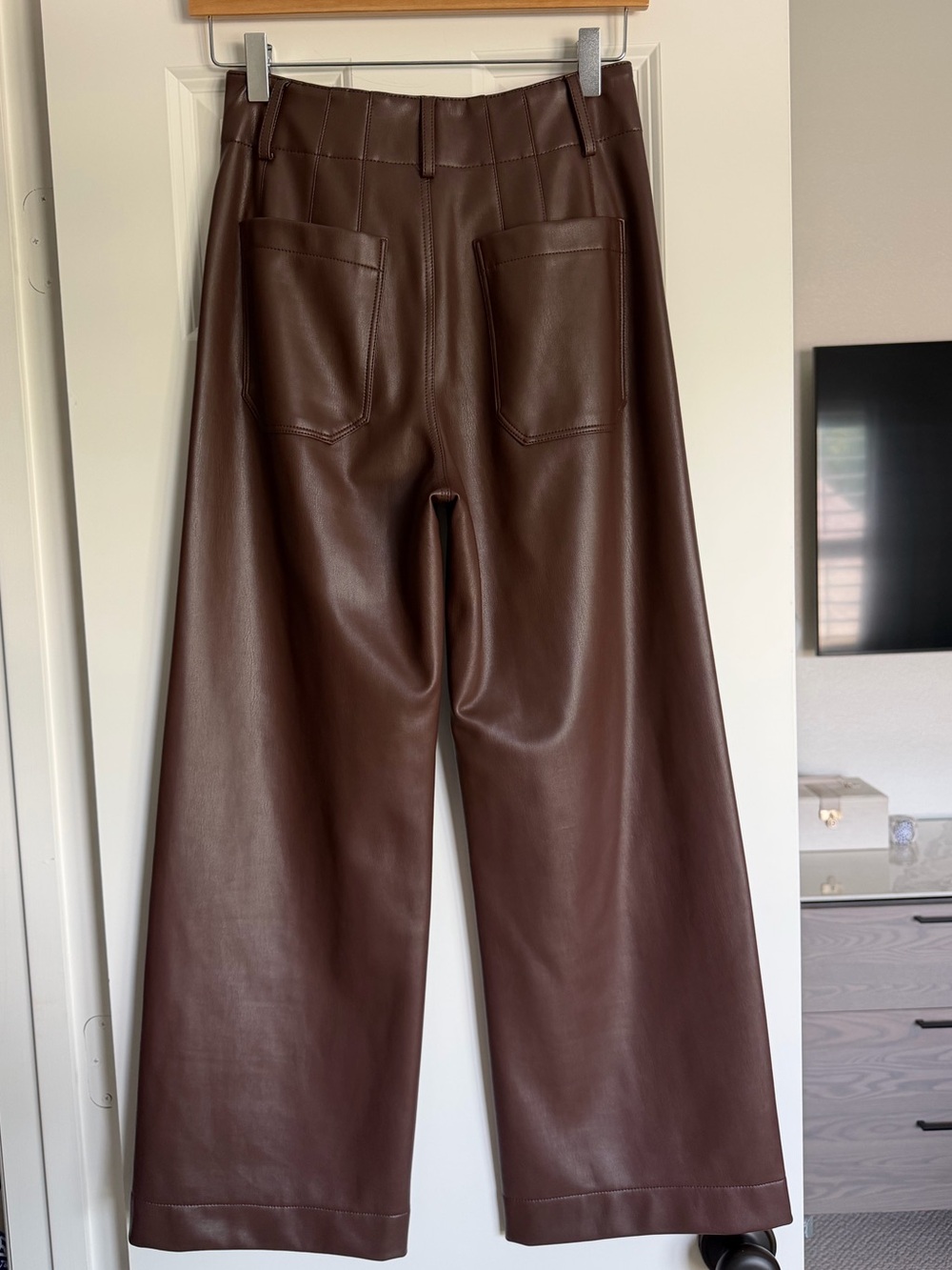 Anthropologie Colette Faux Leather Cropped Wide-Leg Pant by Maeve - Picture 3 of 4